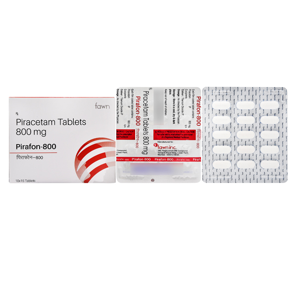 Product Name: PIRAFON 800, Compositions of PIRAFON 800 are Piracetam 800 mg. - Fawn Incorporation
