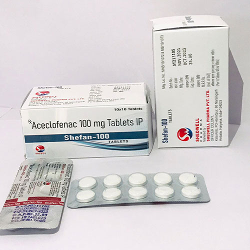 Product Name: Shefan 100, Compositions of Shefan 100 are Aceclofenac - Shedwell Pharma Private Limited