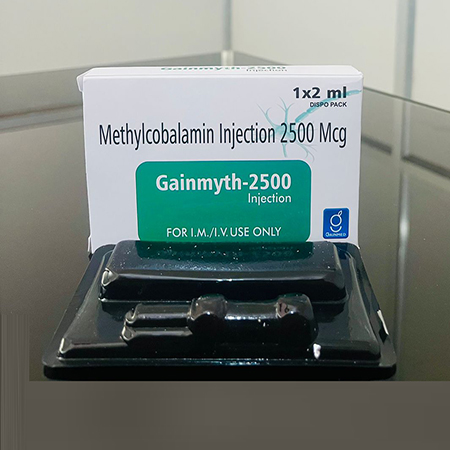 Product Name: Gainmyth 2500, Compositions of Gainmyth 2500 are Methylcobalamin Injection 2500 Mcg - Gainmed Biotech Private Limited