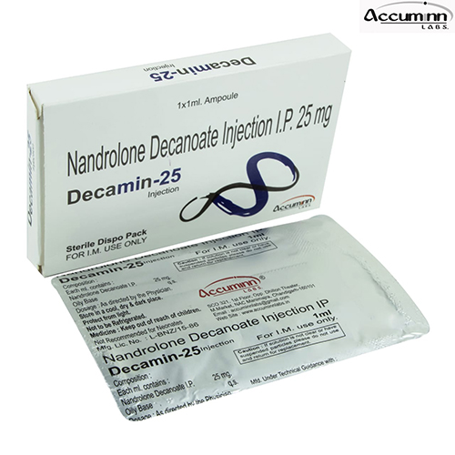 Product Name: Decamin 25, Compositions of Decamin 25 are Nandrolone Decanoate Injection IP 25mg - Accuminn Labs