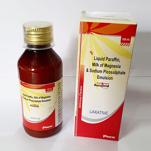 Product Name: Laxative , Compositions of Laxative  are Liquid Paraffin,Milk of Magnesia & Sodium  Picosulphate Emulsion - Pride Pharma