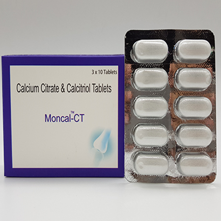 Product Name: Moncal CT, Compositions of Moncal CT are Calcium Citrate and Calcitriol  Tablets - Acinom Healthcare