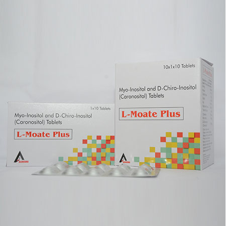 Product Name: L MOATE PLUS, Compositions of are Myo-Inositol and D-Chiro-Inositol (Caronositol) Tablets - Alencure Biotech Pvt Ltd