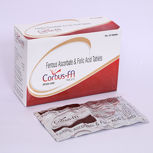 Product Name: CORBUS FA, Compositions of CORBUS FA are Ferrous Ascrobate & Folic Acid Tablets - Biomax Biotechnics Pvt. Ltd