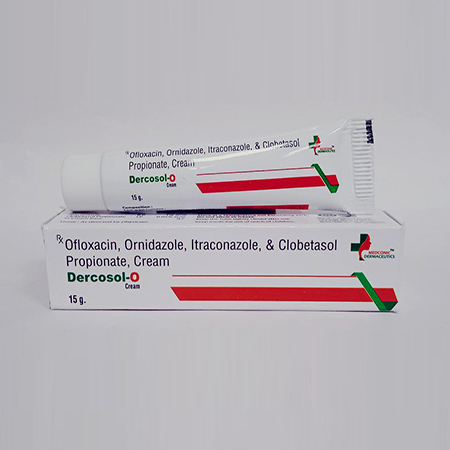 Product Name: Dercosol O, Compositions of Dercosol O are Oflaxacin,Ornidazole,Itraconazole & Clobetasol Propinate Cream - Ronish Bioceuticals