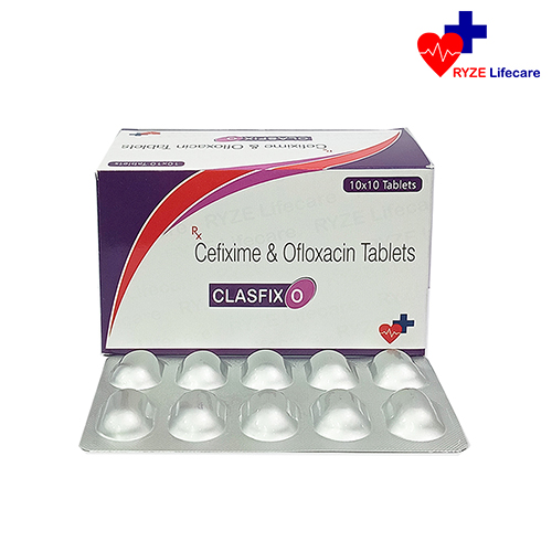 Product Name: CLASFIX O, Compositions of CLASFIX O are Cefixime Ofloxzcin Tablets  - Ryze Lifecare