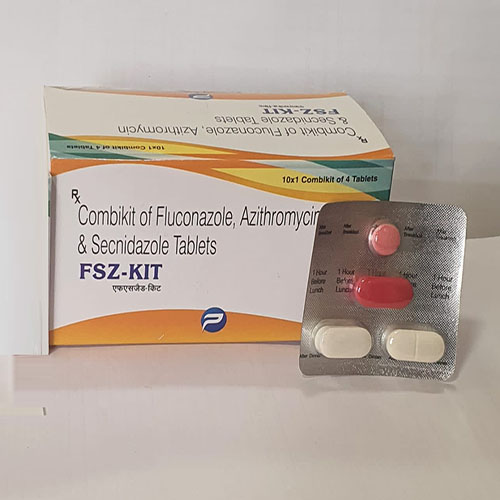 Product Name: Fsz Kit, Compositions of Fsz Kit are Combkit of Fluconazoole,Azithromycin & Secnidazole Tablets - Pride Pharma