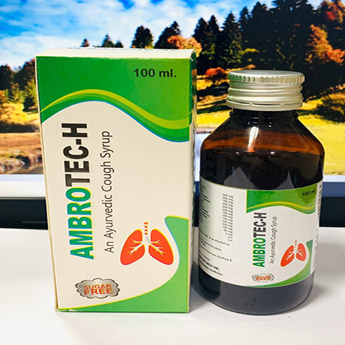 Product Name: AMBROTEC H, Compositions of AMBROTEC H are An Ayurvedic Cough Syrup - Tecnex Pharma