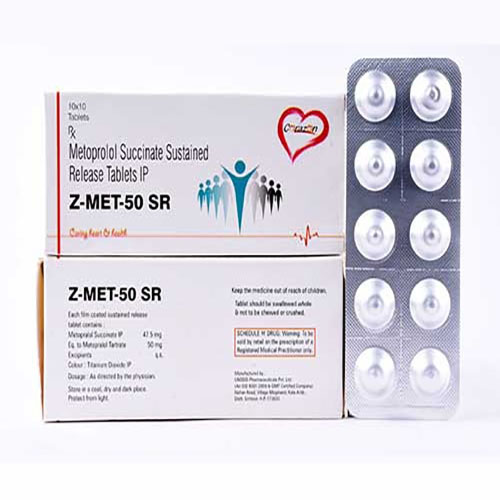 Product Name: Z Met 50 Sr, Compositions of Z Met 50 Sr are Metoprolol Succinate & Sustained Release Tablets - Arlak Biotech