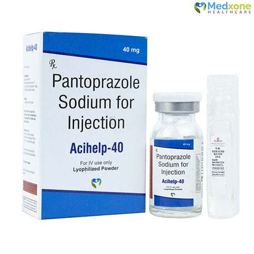 Product Name: ACIHELP 40, Compositions of Pantoprazole Sodium For Injection are Pantoprazole Sodium For Injection - Medxone Healthcare