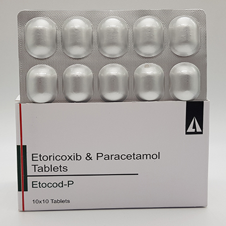 Product Name: Etocod P, Compositions of Etocod P are Etoricoxib and Paracetamol Tablets - Acinom Healthcare