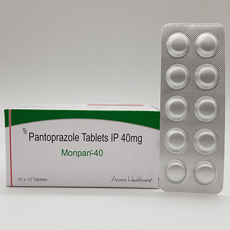 Product Name: Monpan 40, Compositions of Monpan 40 are Pantoprazole tablets IP 40mg - Acinom Healthcare