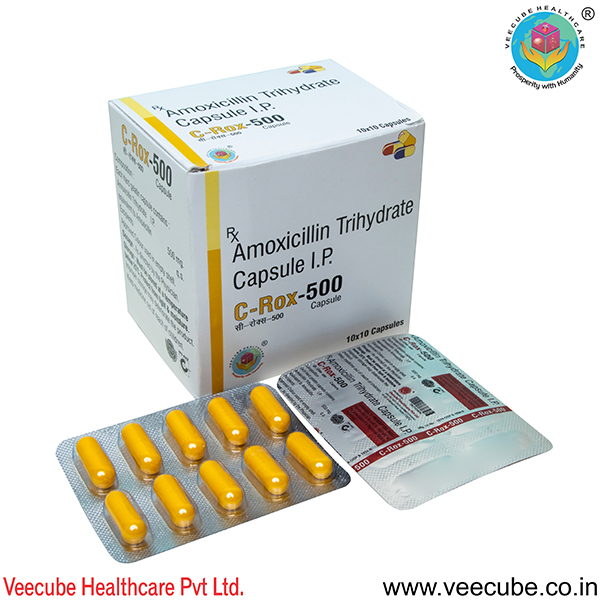 Product Name: C ROX 500, Compositions of C ROX 500 are Amoxicillin Trihydrate Capsules IP - Veecube Healthcare Private Limited