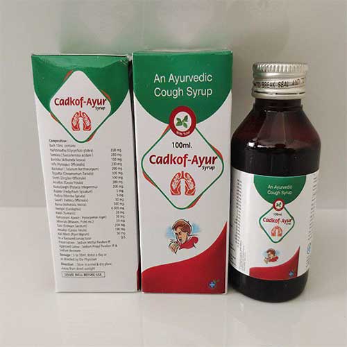Product Name: Cadicof Ayur, Compositions of Cadicof Ayur are An Ayurvedic Cough Syrup - Caddix Healthcare