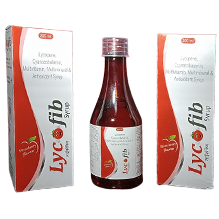Product Name: Lycofip, Compositions of Lycofip are Lycopene, Multivitamin, Multiminerals & Antioxidants Syrup - Kevlar Healthcare Pvt Ltd