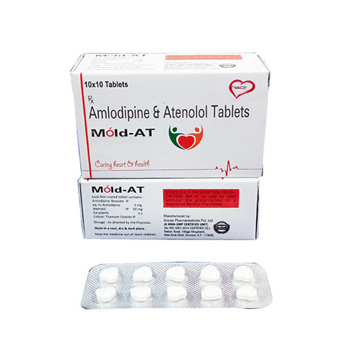 Product Name: Mold At, Compositions of Mold At are Amplodipine & Atenolol  Tablets - Arlak Biotech