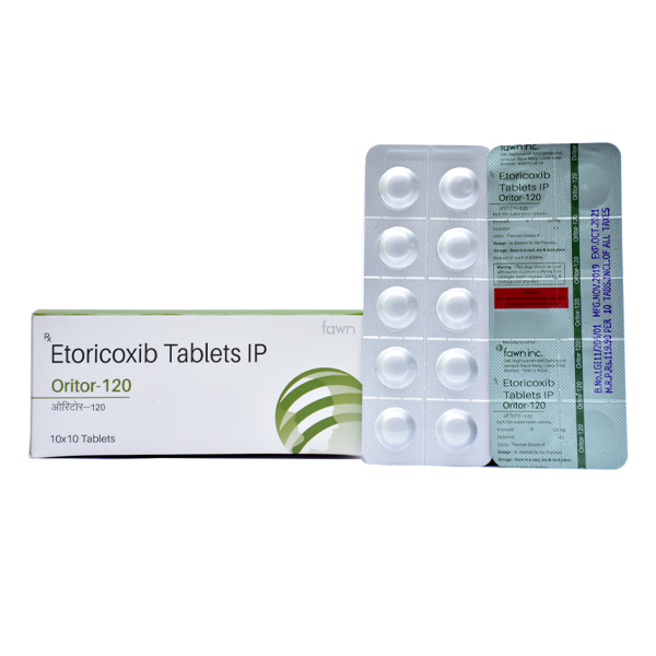 Product Name: ORITOR 120, Compositions of Etoricoxib I.P. 120 mg. are Etoricoxib I.P. 120 mg. - Fawn Incorporation