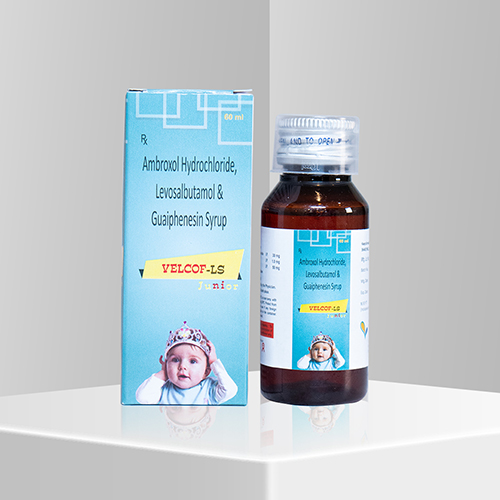 Product Name: Velcof LS, Compositions of Velcof LS are Ambroxal Hydrochloride,Levosulbutamol and Guaphenesin Syrup - Velox Biologics Private Limited