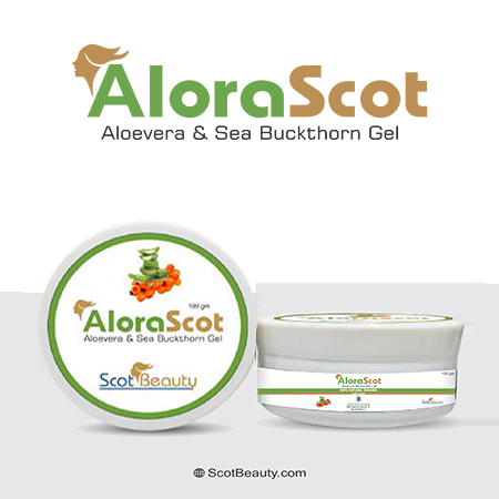 Product Name: Alorascot, Compositions of Alorascot are Aloevera & Sea Buckthorn Gel - Scothuman Lifesciences
