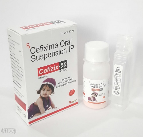 Product Name: Cefizix 50, Compositions of Cefizix 50 are Cefixime Oral Suspension IP - Aidway Biotech