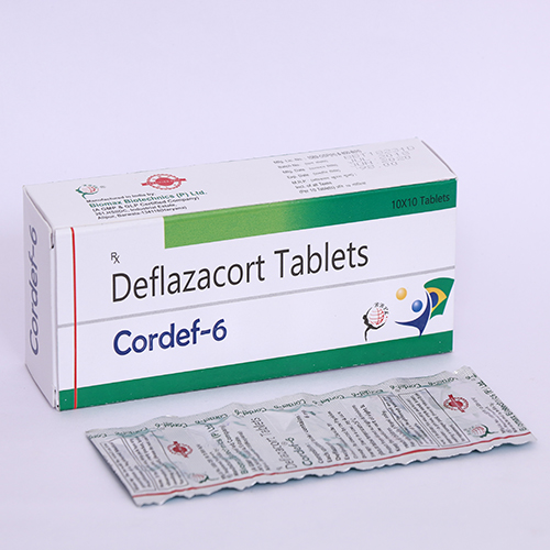 Product Name: CORDEF 6, Compositions of CORDEF 6 are Deflazacort Tablets - Biomax Biotechnics Pvt. Ltd