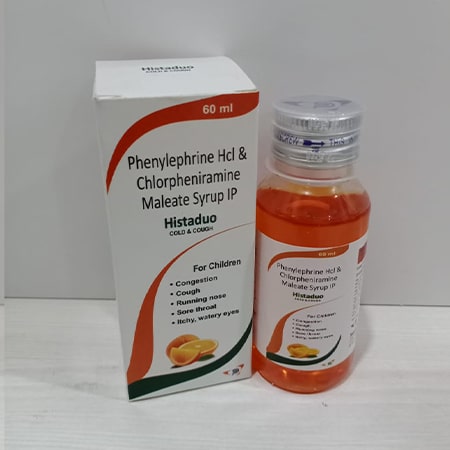 Product Name: Histaduo, Compositions of Histaduo are Phenylephrine HCL & Chlorpheniramine Maleate Syrup IP - Soinsvie Pharmacia Pvt. Ltd