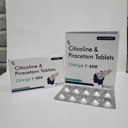 Product Name: Citiript P 400, Compositions of Citiript P 400 are Citicoline & Piracetam Tablets - Kript Pharmaceuticals