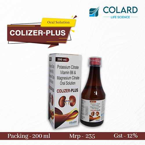 Product Name: COLIZER   PLUS, Compositions of COLIZER   PLUS are Potassium Citrate Vitamin B6 & Magnesium Citrate Oral Solution - Colard Life Science