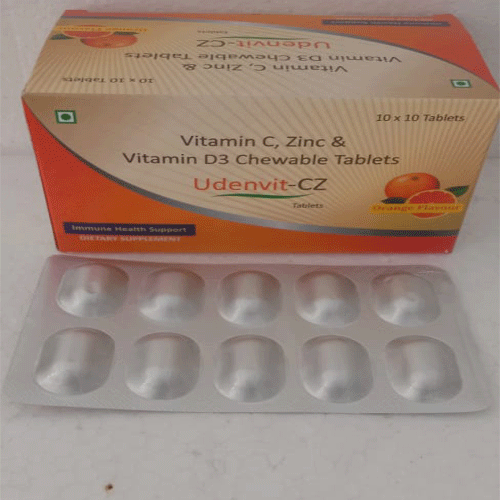 Product Name: Udenvit CZ, Compositions of Udenvit CZ are Vitamin C, Zinc & Vitamin D3 Chewable - Denmed Pharmaceutical