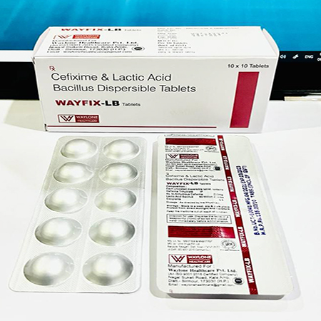 Product Name: Wayfix LB, Compositions of Wayfix LB are Cefixime & Lactic Acid Bacilius - Waylone Healthcare
