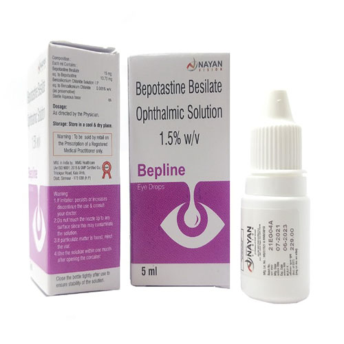Product Name: Bepline, Compositions of Bepline are Bepotastine  Besilate Ophthalmic Solution 1.5% W/v - Arlak Biotech