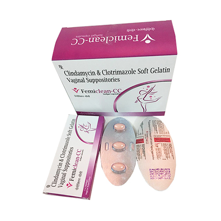 Product Name: Femiclean cc, Compositions of Femiclean cc are Clindamycin 100mg, Clotimazole 200mg. - IIFA Healthcare