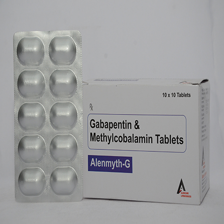 Product Name: ALENMYTH G, Compositions of ALENMYTH G are Gabapentin & Methylcobalamin Tablets - Alencure Biotech Pvt Ltd