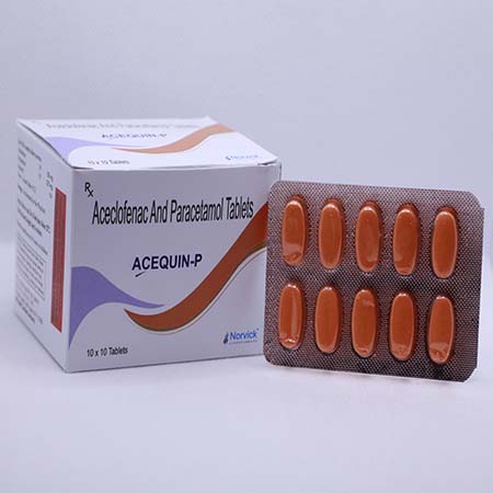 Product Name: ACEQUIN P, Compositions of ACEQUIN P are Aceclofenac and Paracetamol Tablets - Norvick Lifesciences