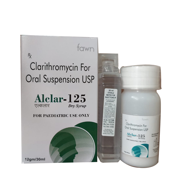 Product Name: ALCLAR 125, Compositions of ALCLAR 125 are Clarithromycin Oral 125mg - Fawn Incorporation
