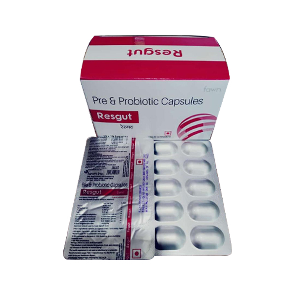 Product Name: Resgut, Compositions of Resgut are Pre & Probiotic Capsules - Fawn Incorporation