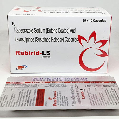 Product Name: Rabirid LS, Compositions of Rabirid LS are Rabeprazole Sodium (Enteric Coated) & Levosulpiride  (Sustained Release) Capsules - Pride Pharma