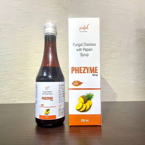 Product Name: Phezyme, Compositions of Phezyme are Fungal Diastase & Pepsin Syrup - Guelph Healthcare Pvt. Ltd