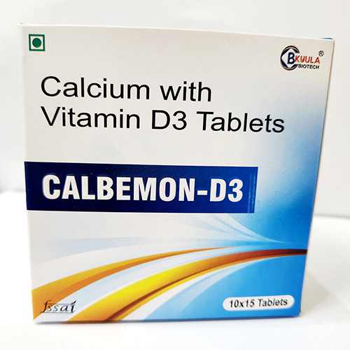 Product Name: Calbemon D3, Compositions of Calbemon D3 are Calcium with Vitamin D3 Tabets - Bkyula Biotech