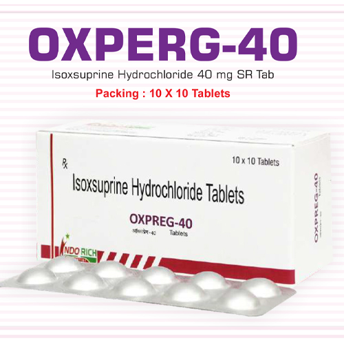 Product Name: Oxperg 40, Compositions of are Isoxsuprine Hydrochloride Tablets - Pharma Drugs and Chemicals