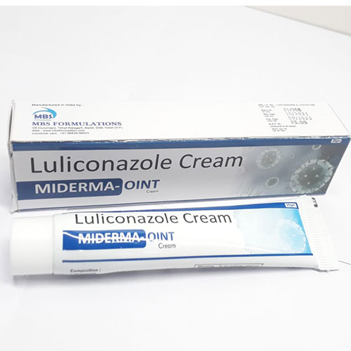 Product Name: Miderma Oint, Compositions of Miderma Oint are luliconazole - MBS Formulation