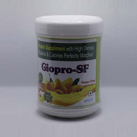 Product Name: Giopro SF, Compositions of Giopro SF are Protien Supplement with High Desnity Protiens and Calories Perfectly Matched - Norvick Lifesciences