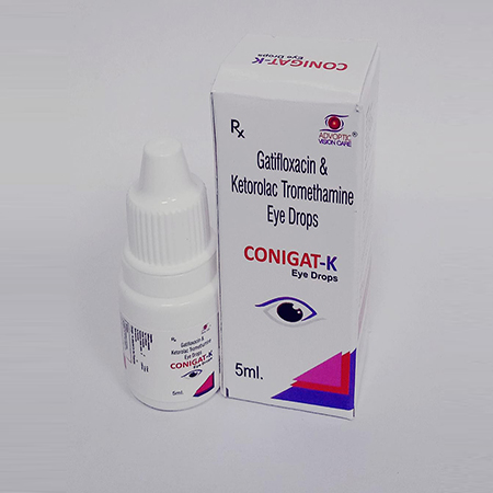 Product Name: Conigat K, Compositions of Conigat K are Gatifloxacin & Ketorolac Tromethamine Eye Drops - Ronish Bioceuticals