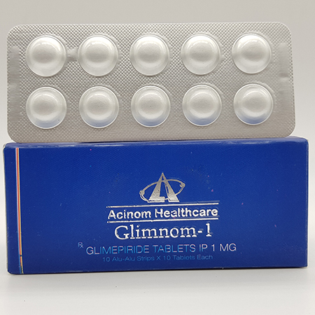 Product Name: Glimnom 1, Compositions of Glimnom 1 are Glimepiride Tablets IP 1mg - Acinom Healthcare