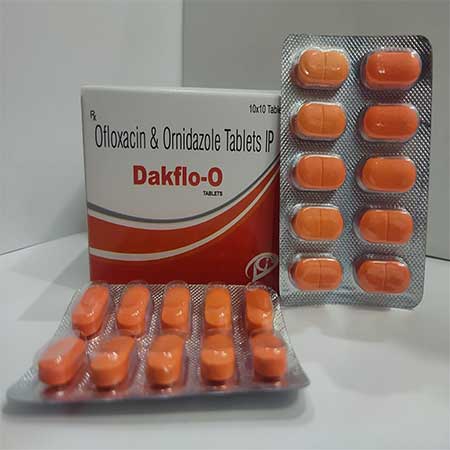 Product Name: Dakflo O, Compositions of Dakflo O are Ofloxacin & Ornidazole Tablets IP - Dakgaur Healthcare