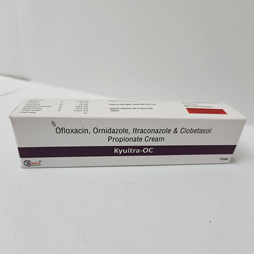 Product Name: Kyuitra OC, Compositions of Kyuitra OC are Ofloxacin, Ornidazole, Itraconazole & Clobetasol Propionate Cream - Bkyula Biotech