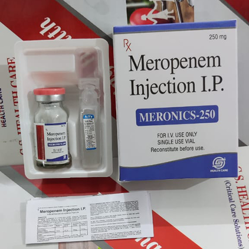 Product Name: MERONICS 250, Compositions of MERONICS 250 are Meropenem Injection I.P. - C.S Healthcare