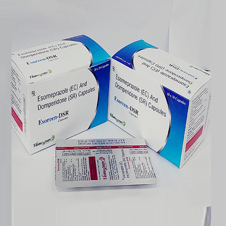 Product Name: Esoreen Dsr, Compositions of Esoreen Dsr are Esomeprazole (EC) And Domperidone (SR) Capsules - Abigail Healthcare