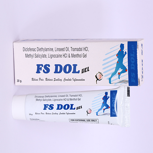 Product Name: FS DOL, Compositions of FS DOL are Diclofenac Diethylamine Linseed Oil, Tramadol HCL, Methyl Salicylate, Lignocaine HCL & Menthol Gel - Biomax Biotechnics Pvt. Ltd