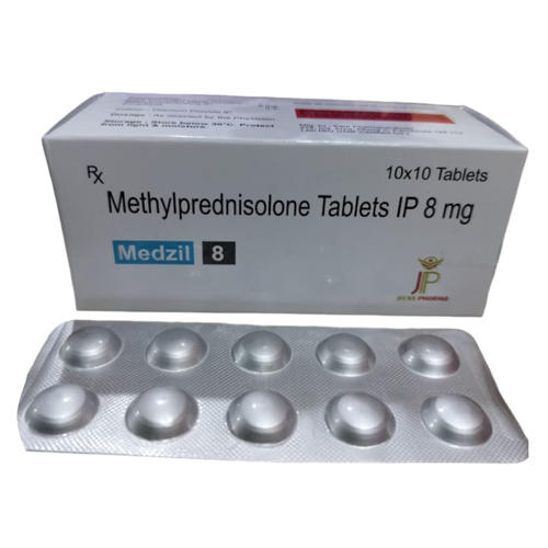 Product Name: Medzil8, Compositions of Medzil8 are Methylprednisolone Tablets IP 8 mg - Jecks Pharma